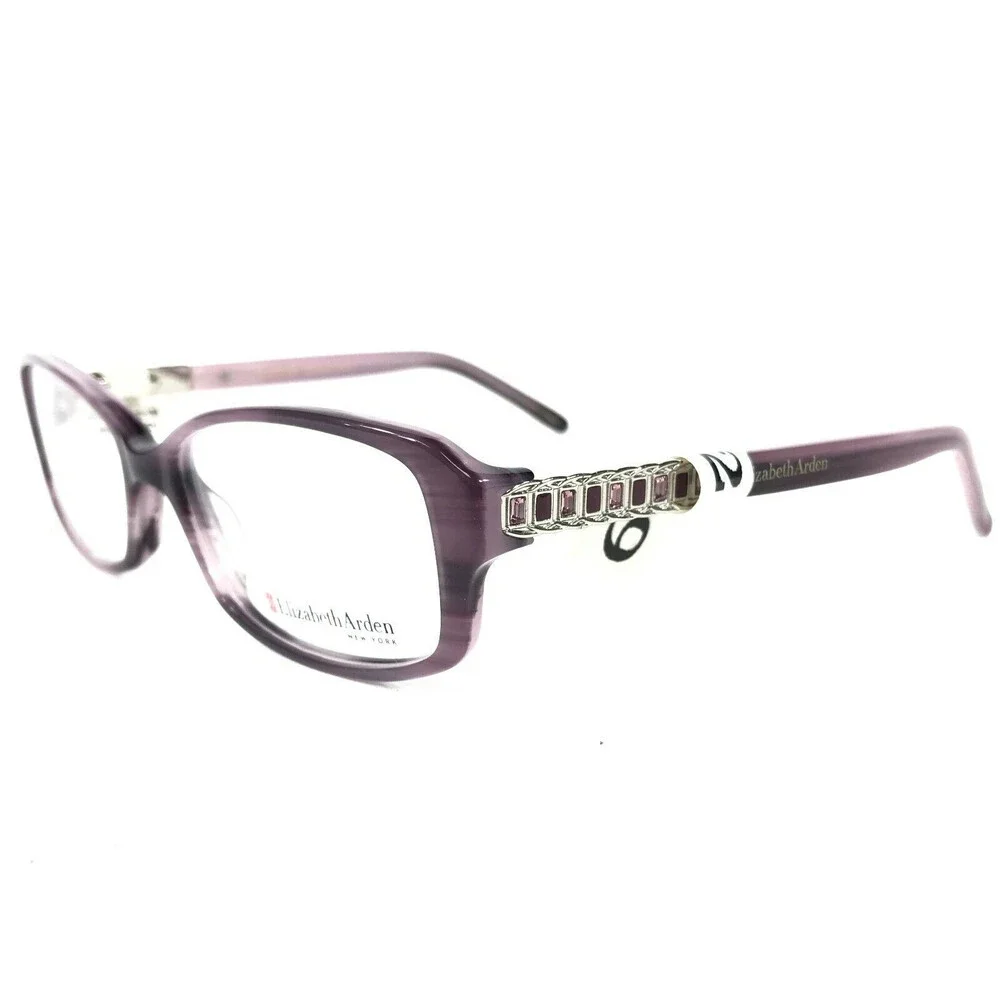Elizabeth Arden Eyeglasses Frames EA1144-3 Purple Horn Silver 52-16-135